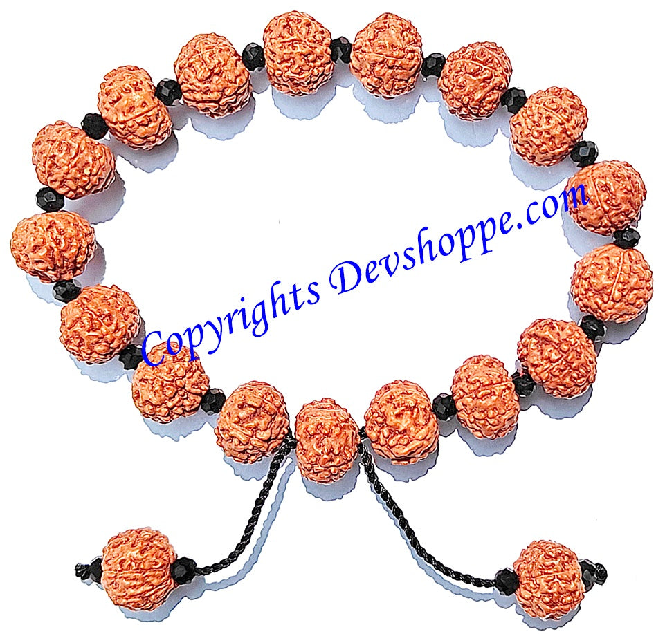 Rudraksha 7 mukhi bracelet with glass spacers