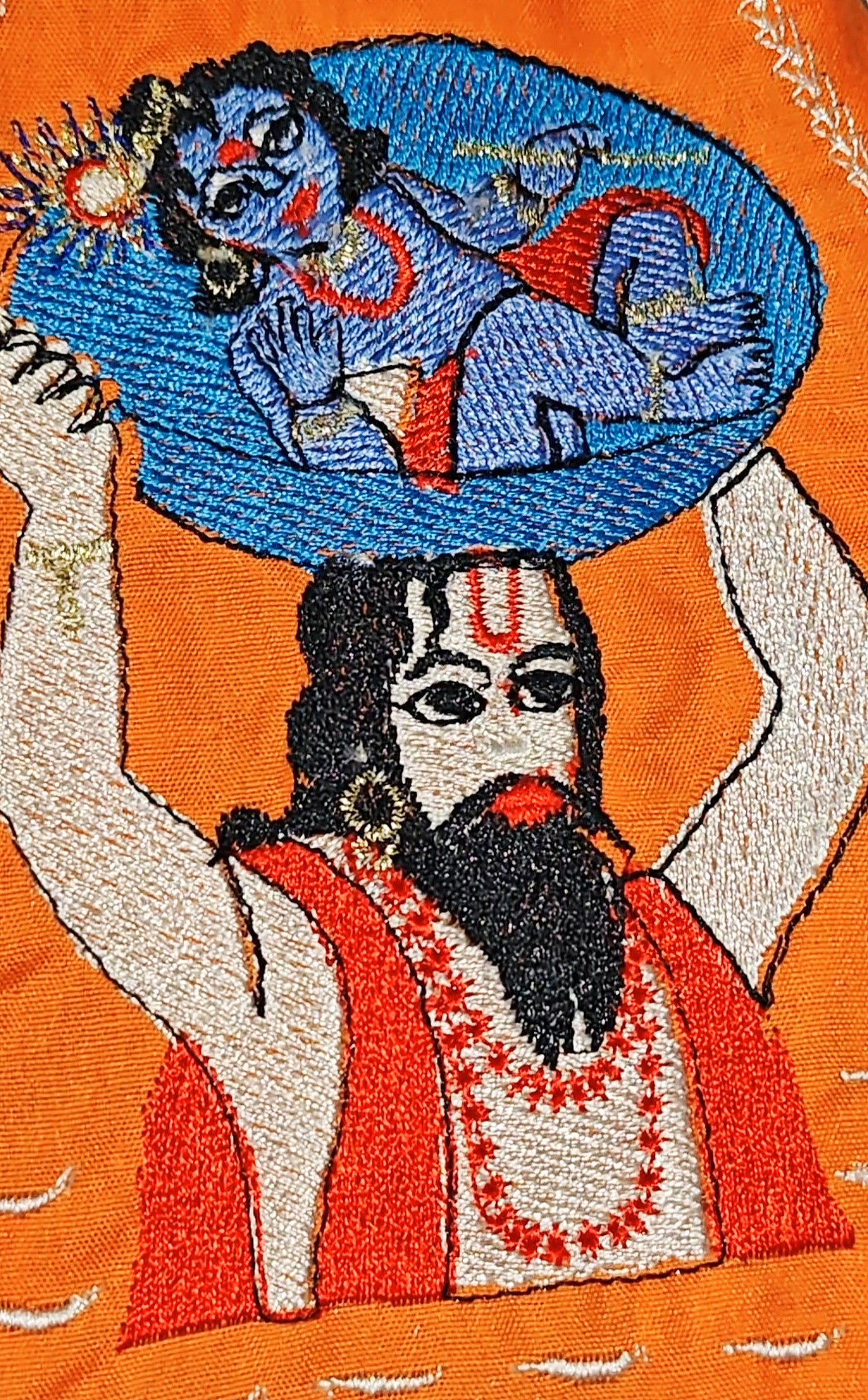 High quality embroidered Sri Vasudeva carrying  Sri Krishna gomukhi japamala bags