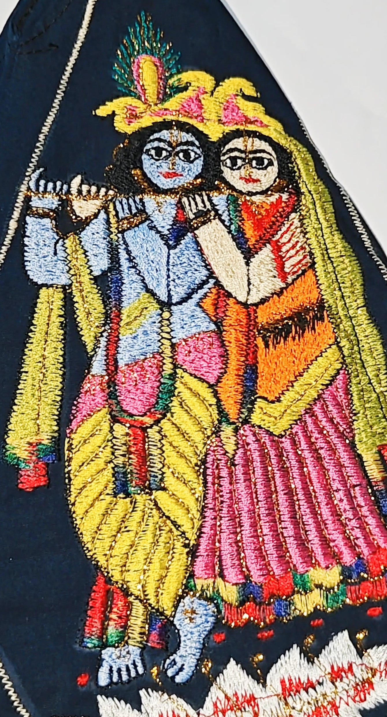 Sri Radhakrishna embroidered high quality gomukhi japamala bag