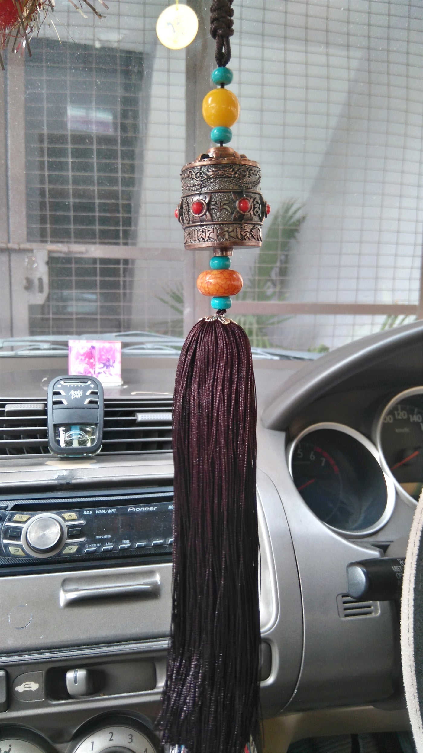 Tibetan Mantra Carved Prayer Wheel Car Hanging