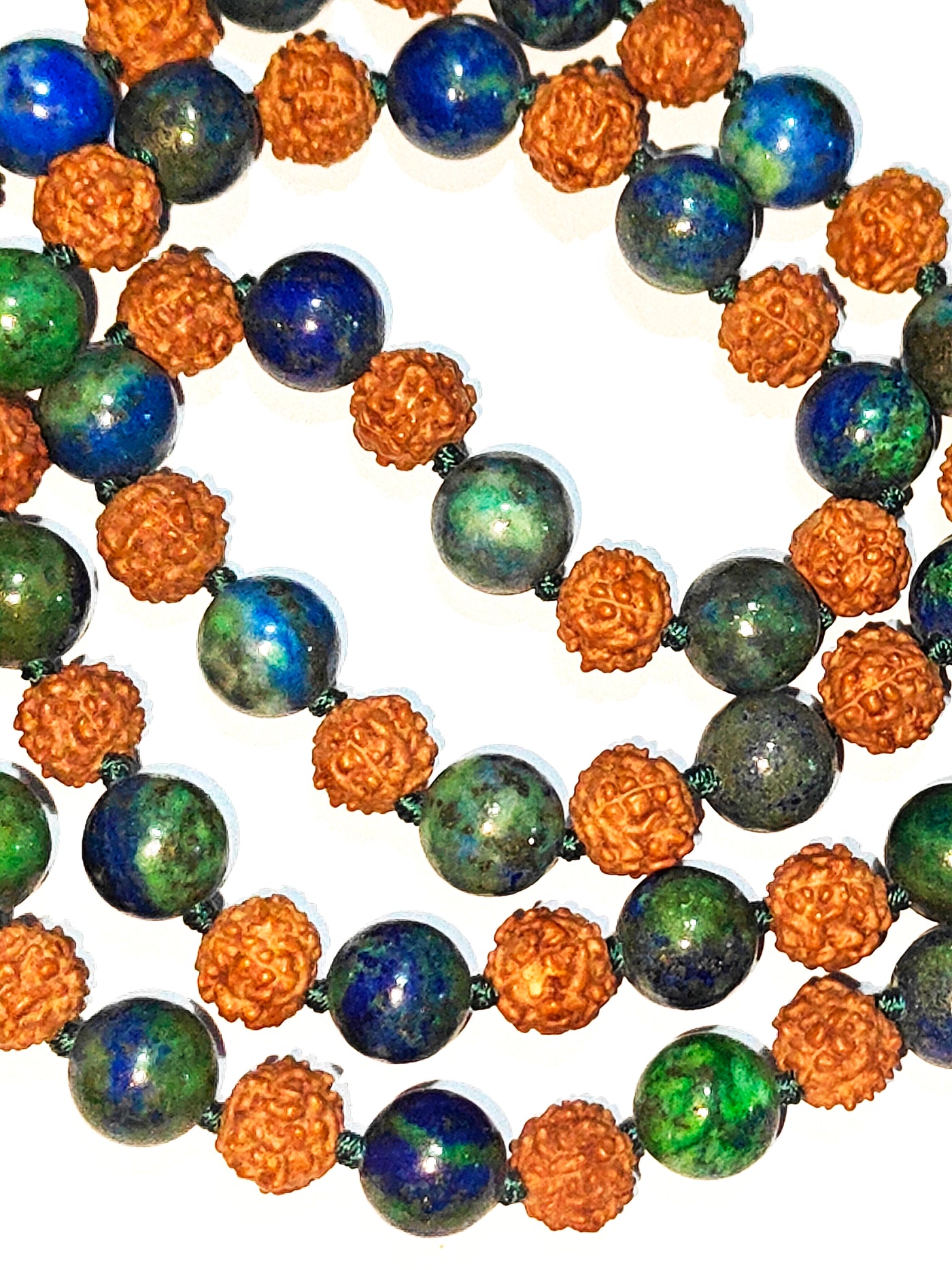 Azurite Rudraksha Combination Mala 108+1 Beads