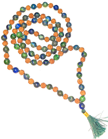 Azurite Rudraksha Combination Mala 108+1 Beads