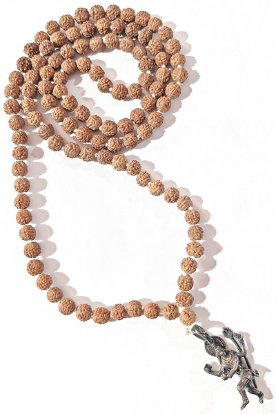 Top Quality Rudraksha mala with Oxidized Lord Shiva silver pendant