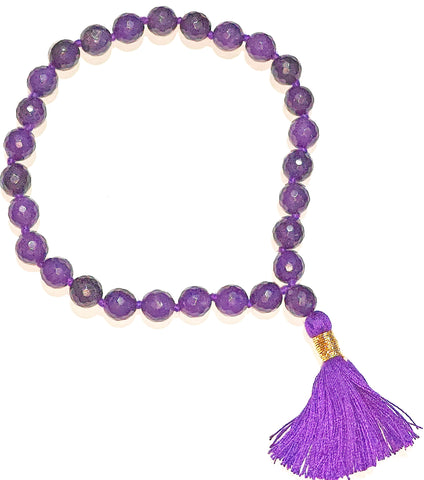 Amethyst faceted beads wrist mala 9 mm