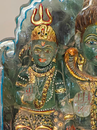 Lord Shiva with Family (Shiv Parivar) idol in Blue Fluorite stone