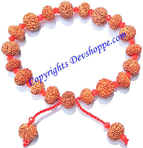 Nine faced and Seven faced combo Javanese Rudraksha wristband with glass spacers