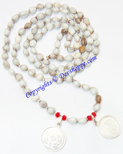 Vaijanti mala with Sri Sudarshan yantra and Sri Narasingh yantra silver pendants