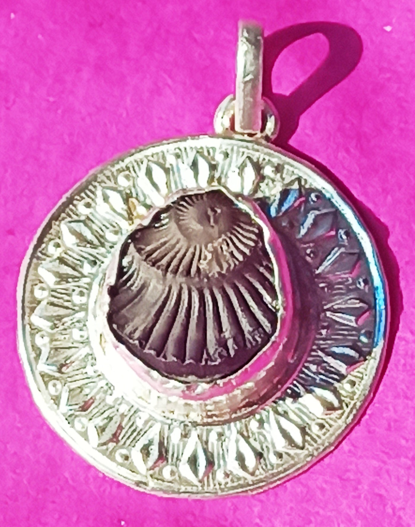 Shaligram Sudarshan Shila pendant in Silver - Design 2 - Devshoppe