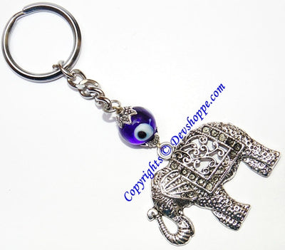 Elephant Keychain with evil eye bead - Devshoppe