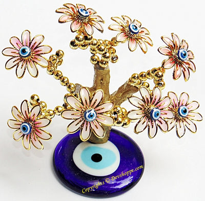 Feng Shui Evil Eye Tree for good luck and Prosperity - Pink colored - Devshoppe