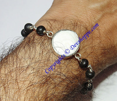 Gomti Chakra bracelet with Black Ebony beads in pure silver - Devshoppe