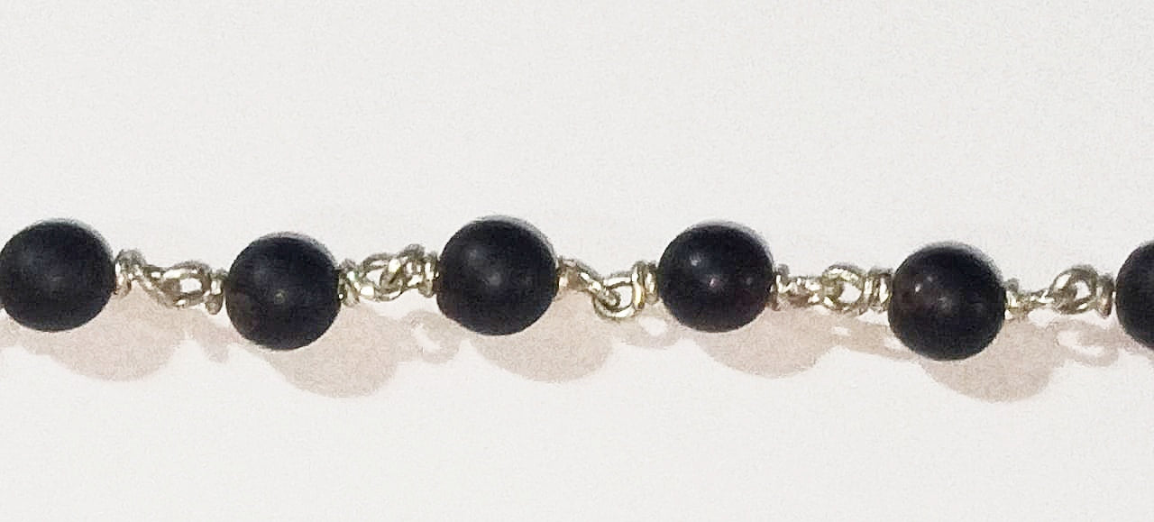 Black Vaijanti beads bracelet in pure silver - Devshoppe