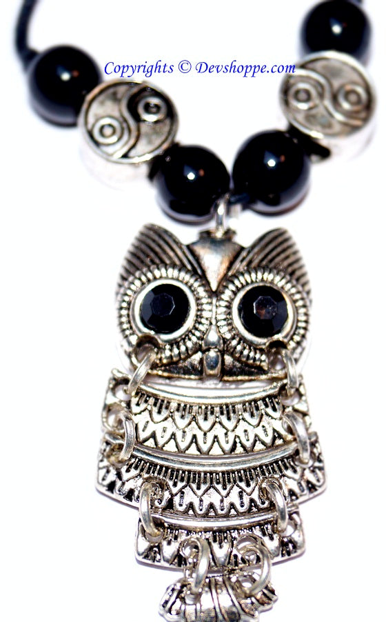 Classic Large Vintage Owl Pendant - Vahana of Maa Lakshmi - Devshoppe