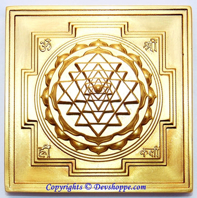 Brass 3D Shree Yantra Maha Meru – Hollow from inside , Single piece , no joints , no screws - Devshoppe