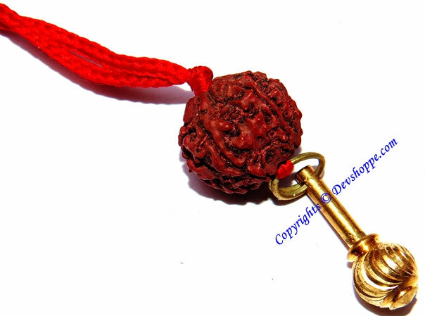 Five mukhi Rudraksha with Hanuman Gada pendant - Devshoppe