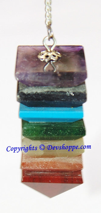 Seven Chakra Pyramid Pendulum Dowser (Multi stone Healing Dowsing Pendulum) - Devshoppe