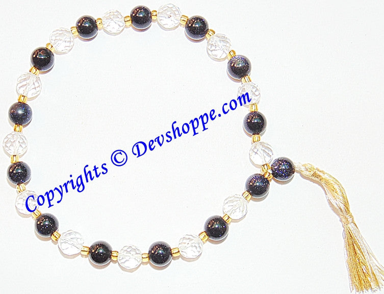 Beautiful Sphatik and Blue Sunstone Combination wrist mala - Devshoppe