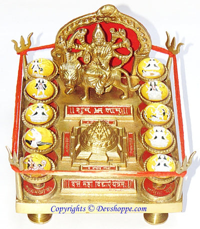 Shri Das Mahavidya Yantra Chowki (Ten Mahavidyas) in Brass - Devshoppe