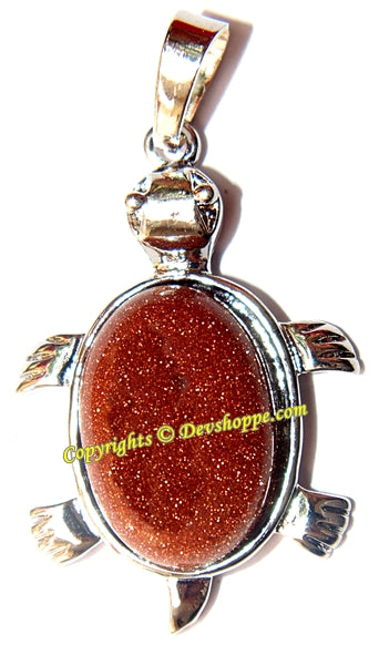 Sunstone Tortoise (Turtle) pendant in white metal - Devshoppe