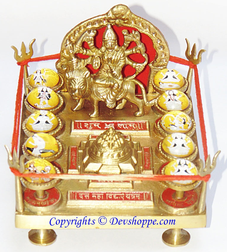 Shri Das Mahavidya Yantra Chowki (Ten Mahavidyas) in Brass - Devshoppe