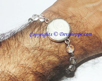 Gomti Chakra bracelet with Crystal beads in pure silver - Devshoppe