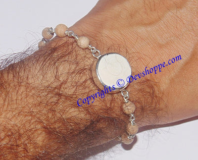 Gomti Chakra bracelet with Tulsi beads in pure Silver - Devshoppe