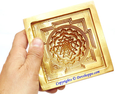 Brass 3D Shree Yantra Maha Meru – Hollow from inside , Single piece , no joints , no screws - Devshoppe