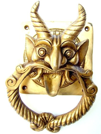 Demon faced brass Door knocker