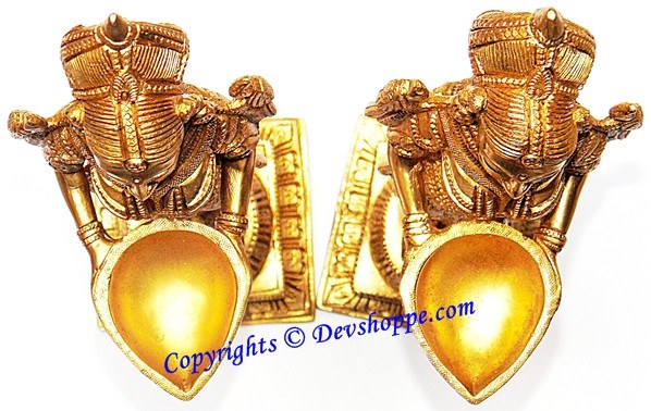 Goddess Deep Lakshmi (Deeplakshmi) pair brass statue - Devshoppe