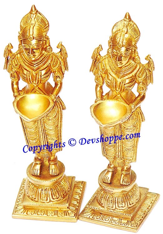 Goddess Deep Lakshmi (Deeplakshmi) pair brass statue - Devshoppe