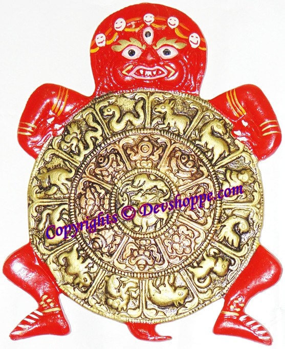 Kaalchakra (Kaal Chakra) - Astrlogical Wheel of Buddhism (Red) - Devshoppe