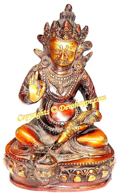 Lord Kuber (Kubera) hand painted idol (Statue) in brass - Devshoppe