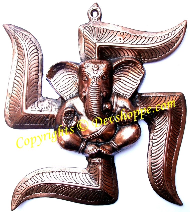 Ganesha on Swastik wall hanging - Devshoppe