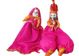 Pair of Rajasthani Indian traditional puppets King Queen cloth Kathputli door hanging - Devshoppe