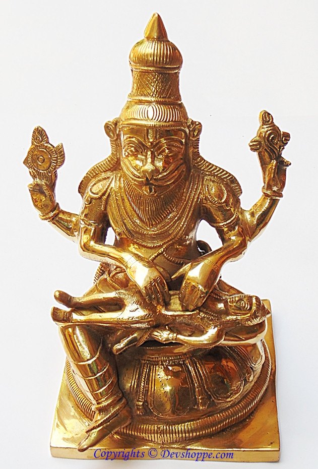 Sri Narasimha killing Hiranyakashipu brass idol - Devshoppe