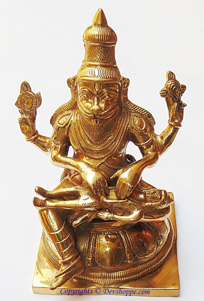 Sri Narasimha killing Hiranyakashipu brass idol - Devshoppe