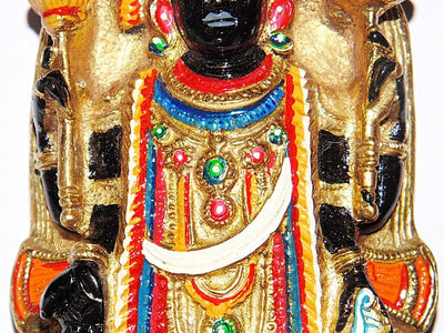 Very Beautiful hand painted Sri Dwarkadhish idol (Dwarkadhish) brass idol - Devshoppe