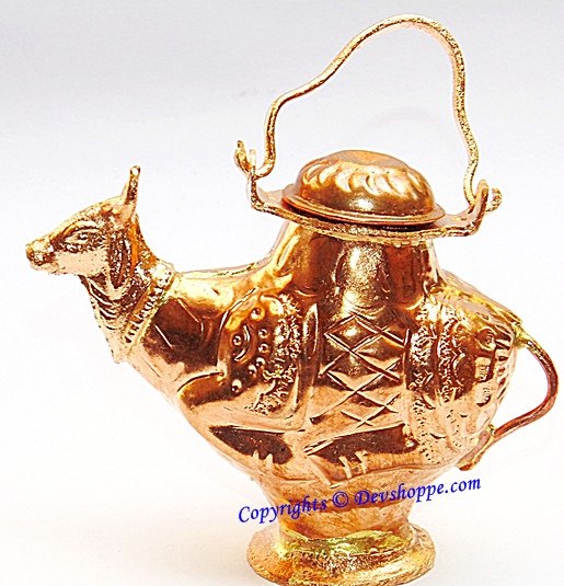 Small Gaumukh (Cow shaped) Kamandal in copper for holy water - Devshoppe