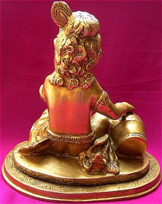 Baby Krishna Makhan chor idol in brass - Devshoppe