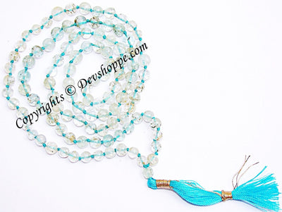 Aquamarine mala for courage,peace and purification - Devshoppe