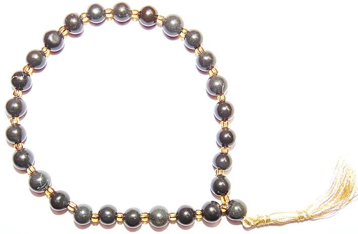 Black Hakik wrist mala 27+1 beads - Devshoppe