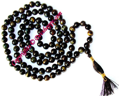 Black Tiger eye mala - Very Rare and Powerful - Devshoppe