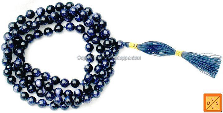 Blue Sunstone mala for good fortune and prosperity ( Ordinary Quality ) - Devshoppe