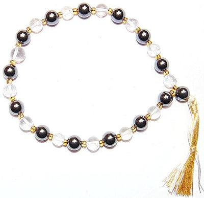 Beautiful Hematite and Crystal quartz combination wrist mala 27+1 beads - Devshoppe