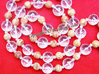 Crystal (Sphatik) and Bodhi seeds combination mala - Devshoppe