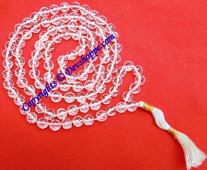 High grade Crystal (Sphatik) mala in Diamond cutting - Devshoppe