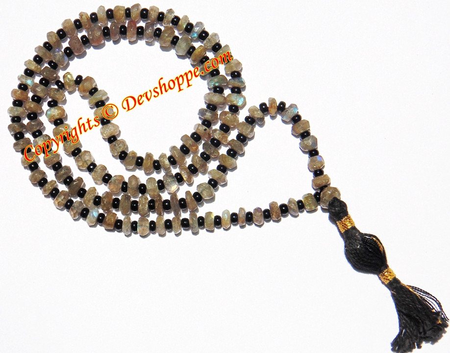 Labradorite faceted beads mala - Devshoppe