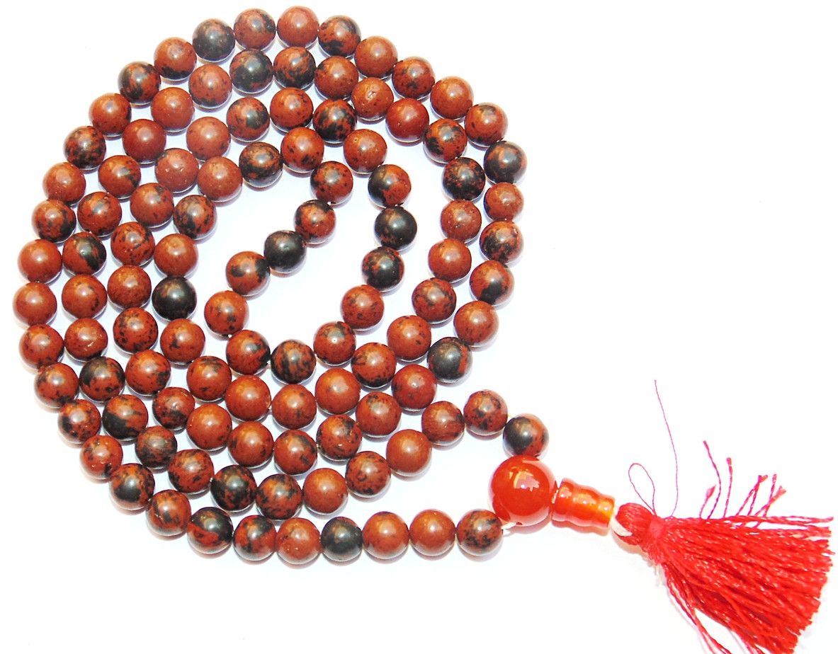 Mahogany Obsidian Buddhist Style mala to get rid of Negative energies - Devshoppe