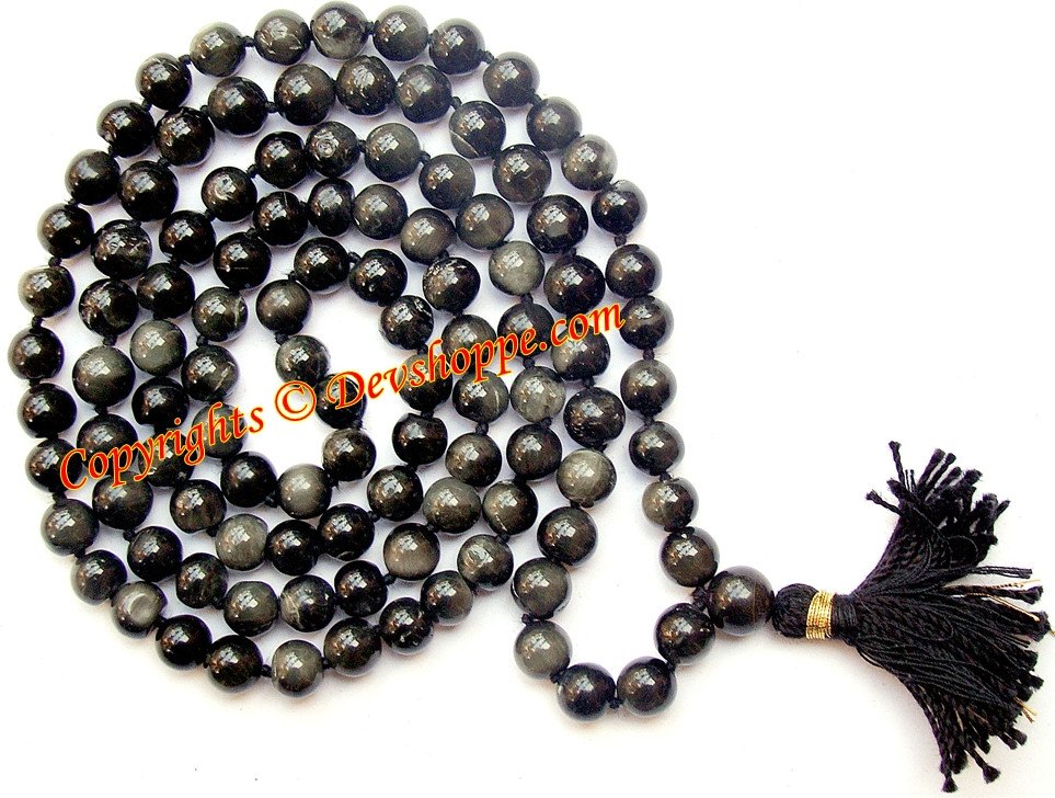 Precious Cat's eye mala for Protective energy and harmonising planet Ketu - Devshoppe