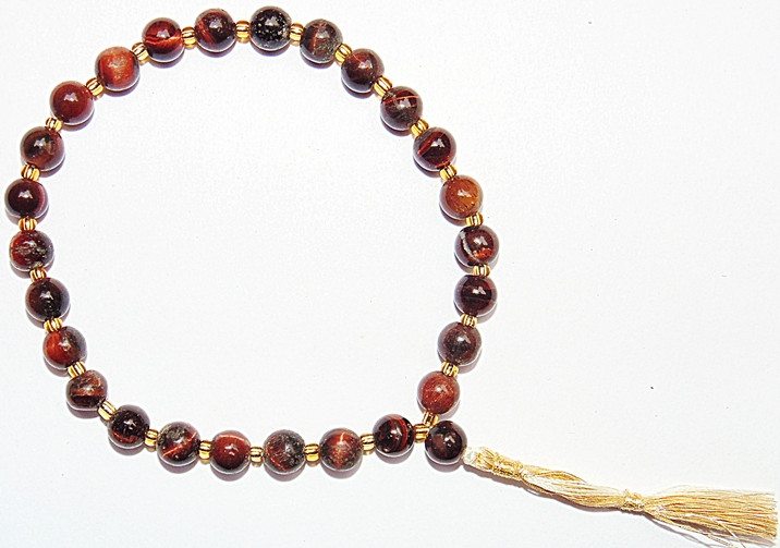 Red tiger eye wrist mala of 27+1 beads - Devshoppe